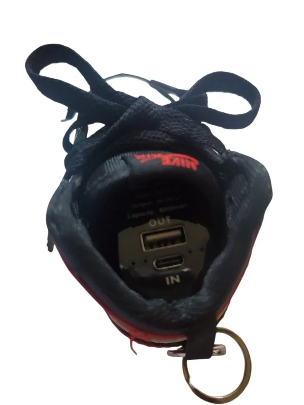 Mini Nike Air Jordan Shoe Keychain W/USB Power Bank Black/Red/White 8000mAh Capa